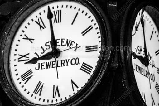 The JJ Sweeney Jewelery Clock -- Houston Black and White Photography