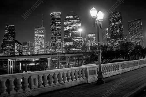 Houston Black and White Photography of An Illuminated Street Lamp on the Sabine Bridge An Illuminated Street Lamp on the Sabine Bridge -- Houston Black and White Photography