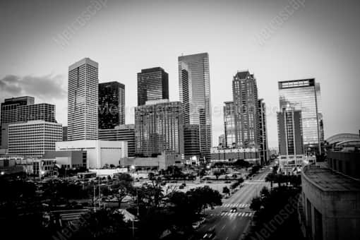 Houston Black and White Photography of A Northeast Section of the Houston Skyline A Northeast Section of the Houston Skyline -- Houston Black and White Photography