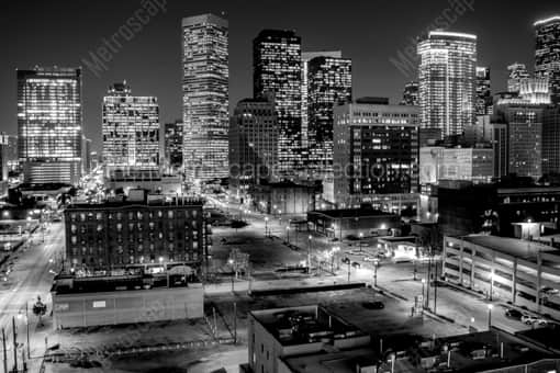 Downtown Houston at Night -- Houston Black and White Photography