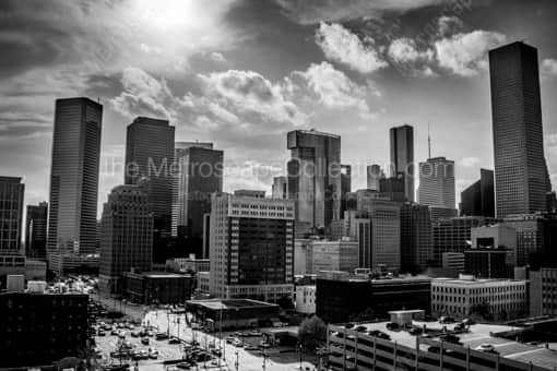 Downtown Houston from a Parking Garage -- Houston Black and White Photography