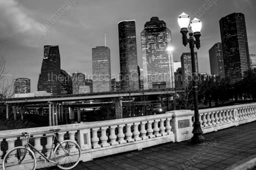 Houston Black and White Photography of The Houston Skyline on the Sabine Street Bridge The Houston Skyline on the Sabine Street Bridge -- Houston Black and White Photography