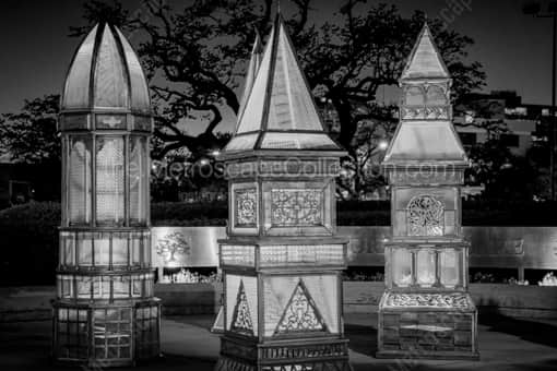 Heritage Lanterns at Root Square -- Houston Black and White Photography
