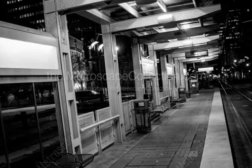 A Light Rail Station -- Houston Black and White Photography