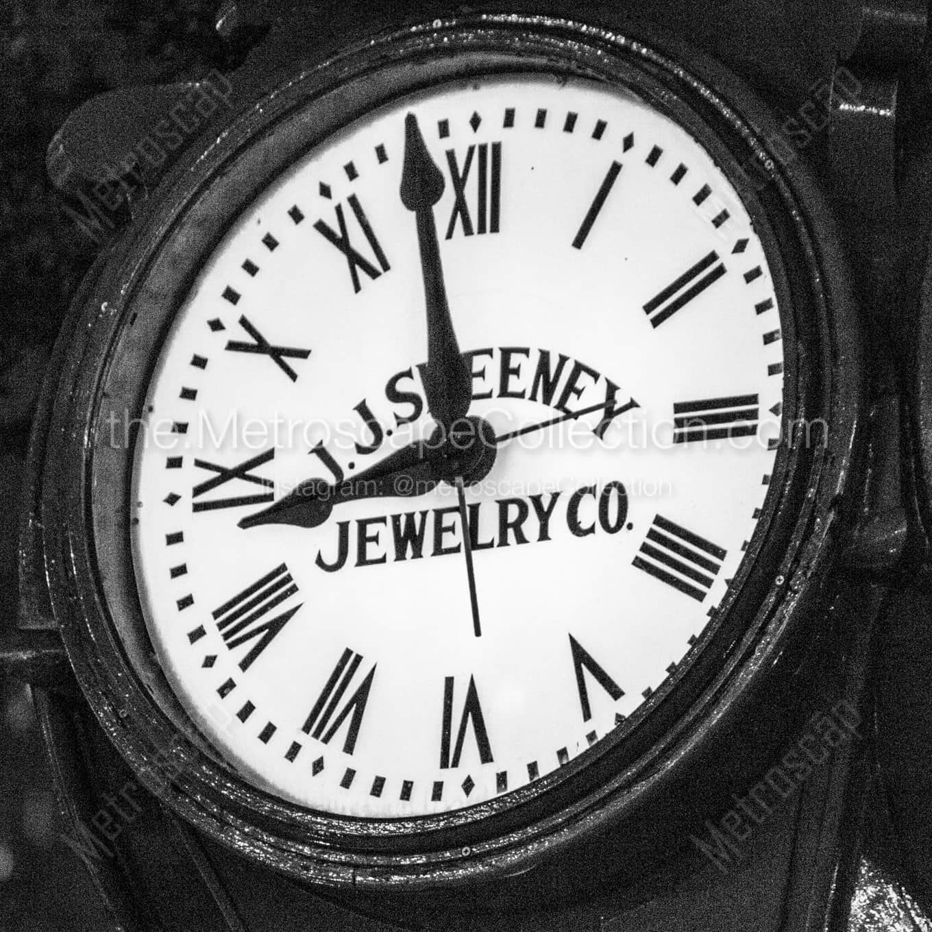 The JJ Sweeney Jewelery Clock landscape black and white Photography square crop