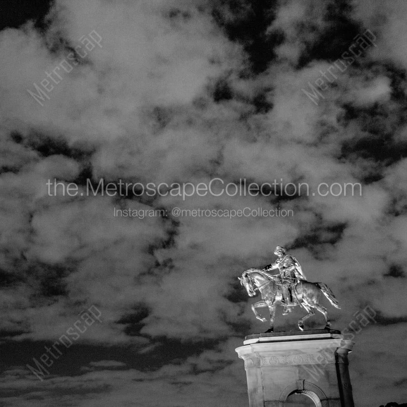 The Sam Houston Statue in Hermann Park landscape black and white Photography square crop