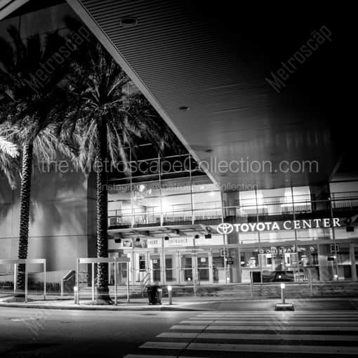 Matte Black WOOD Framed Black and White Houston Photograph: The Toyota Center in a Square Matte Black Wood Frame