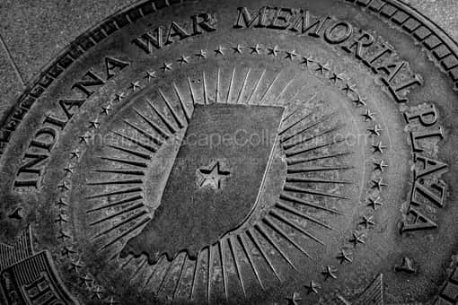 Indianapolis Black and White Photography of Indiana War Memorial Historic District Plate Indiana War Memorial Historic District Plate -- Indianapolis Black and White Photography
