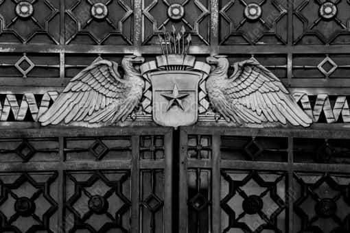 Indianapolis Black and White Photography of The Golden Eagles above the Doorway of the War Memorial The Golden Eagles above the Doorway of the War Memorial -- Indianapolis Black and White Photography