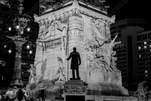 Indianapolis Black and White Photography of The Oliver Morton Statue in Monument Circle The Oliver Morton Statue in Monument Circle -- Indianapolis Black and White Photography