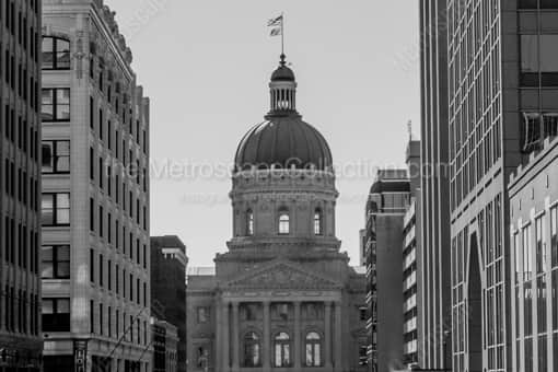 Indianapolis Black and White Photography of The Indiana Statehouse from the Soldiers and Sailors Monument The Indiana Statehouse from the Soldiers and Sailors Monument -- Indianapolis Black and White Photography