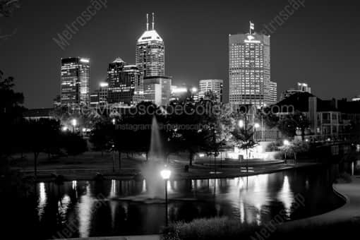 The Indianapolis Skyline from Canal Walk -- Indianapolis Black and White Photos