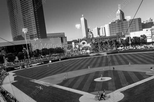 Victory Field and Indy Skyline -- Indianapolis Black and White Photos