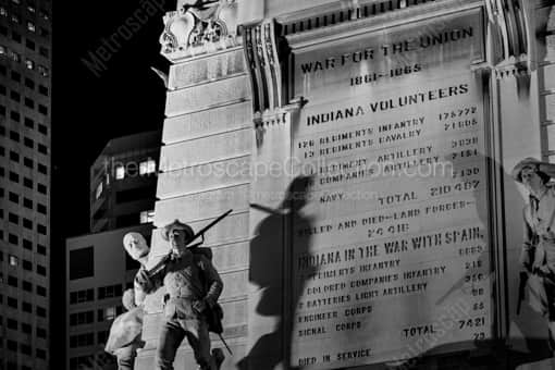 Indianapolis Black and White Photography of Civil War Statistics on the Soldiers and Sailors Monument Civil War Statistics on the Soldiers and Sailors Monument -- Indianapolis Black and White Photography