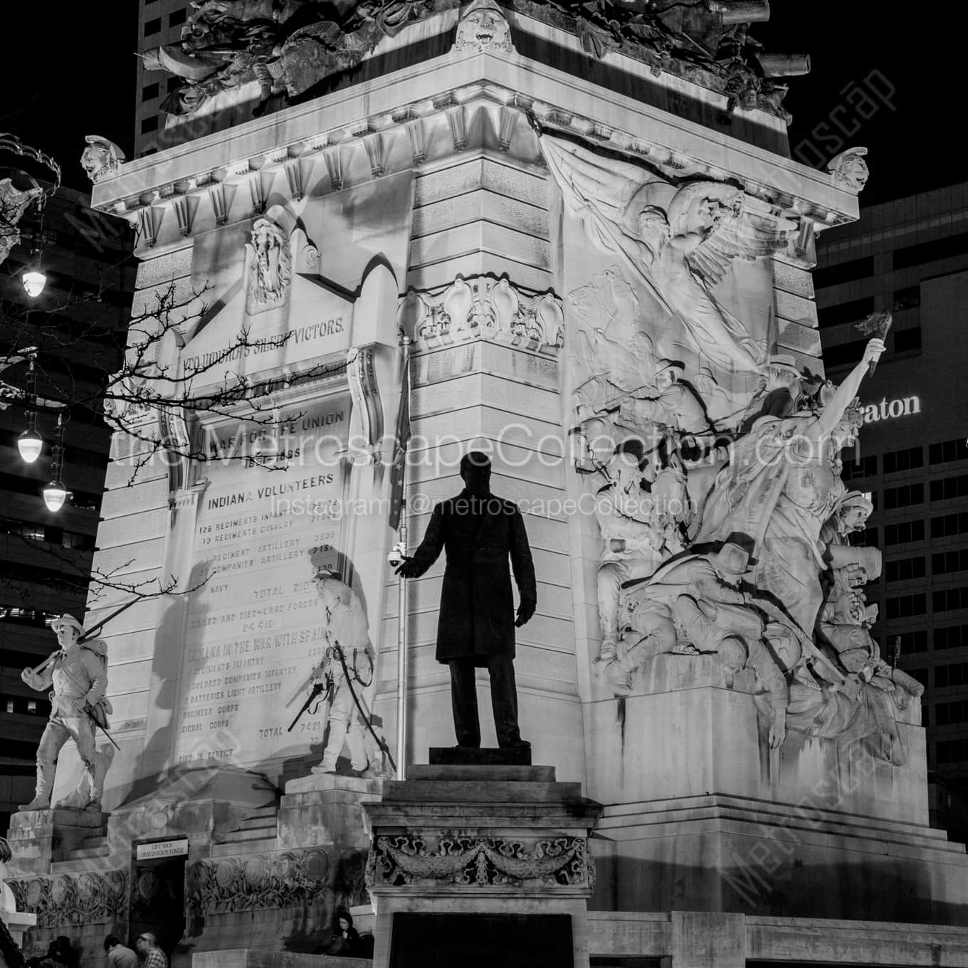 The Oliver Morton Statue in Monument Circle landscape black and white Photography The Oliver Morton Statue in Monument Circle landscape black and white Photography square crop
