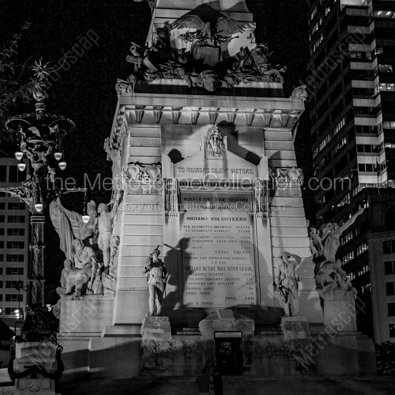 A Night-time View of the Soldiers and Sailors Monument landscape black and white Photography square crop
