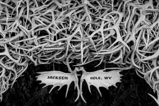 Jackson Hole Black and White Photography of The Elk Antler Arch in Jackson Hole Wyoming The Elk Antler Arch in Jackson Hole Wyoming -- Jackson Hole Black and White Photography