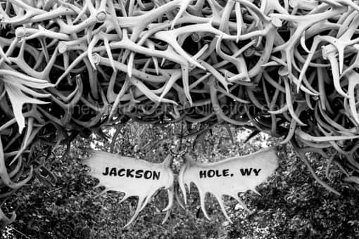 The Jackson Hole Wyoming Antler Arch -- Jackson Hole Black and White Photography