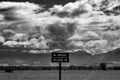 Wilson Wyoming Sign -- Jackson Hole Black and White Photography