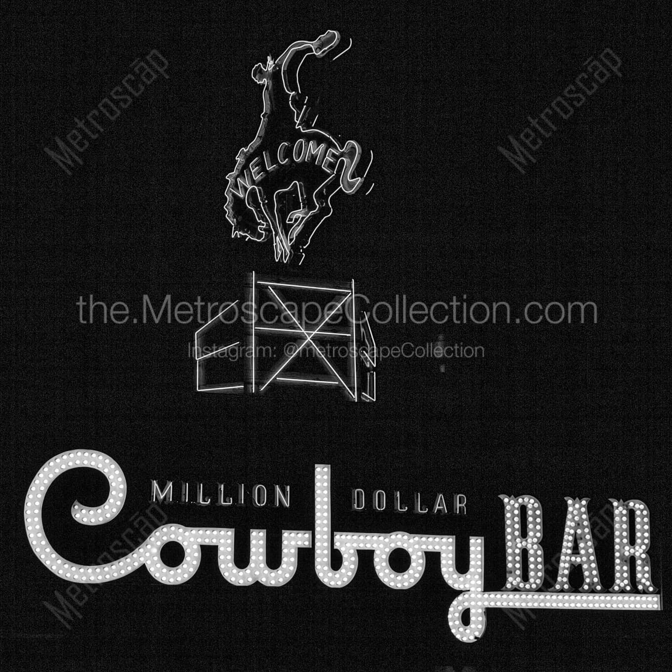 The Million Dollar Cowboy Bar Sign landscape black and white Photography The Million Dollar Cowboy Bar Sign landscape black and white Photography square crop