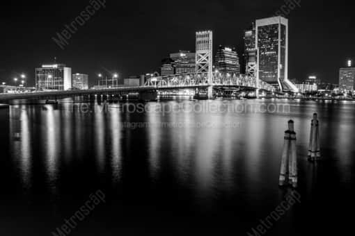 Jacksonville Black and White Photography of The Jacksonville Skyline on the St Johns River Banks The Jacksonville Skyline on the St Johns River Banks -- Jacksonville Black and White Photography