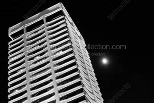 The Riverplace Building and Full Moon -- Jacksonville Black and White Photos