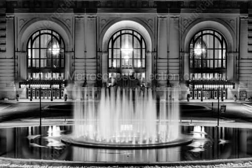 The KC Union Station Fountain -- Kansas City Black and White Photos