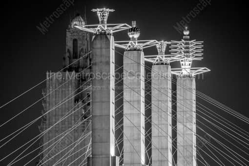 The KCPL Building and Bartle Hall Pylons -- Kansas City Black and White Photos