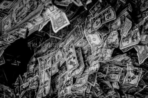 Dollar Bills in the Rafters of Willie Ts -- Key West Black and White Photos