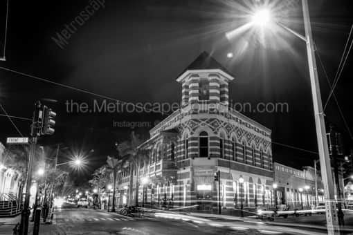 The Founded 1891 Building at Night -- Key West Black and White Photos