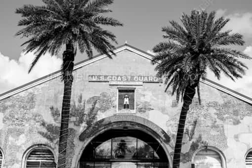 Key West Black and White Photography of The US Coast Guard and Clinton Market Building The US Coast Guard and Clinton Market Building -- Key West Black and White Photography