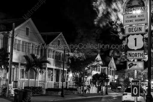 US Route 1 Mile Marker Zero -- Key West Black and White Photos