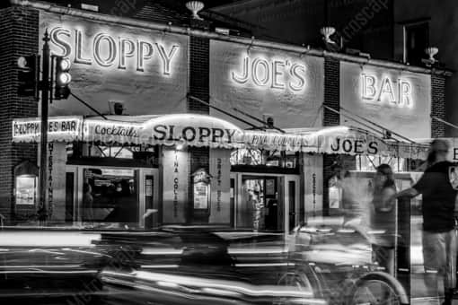 Sloppy Joes Bar at Night -- Key West Black and White Photos