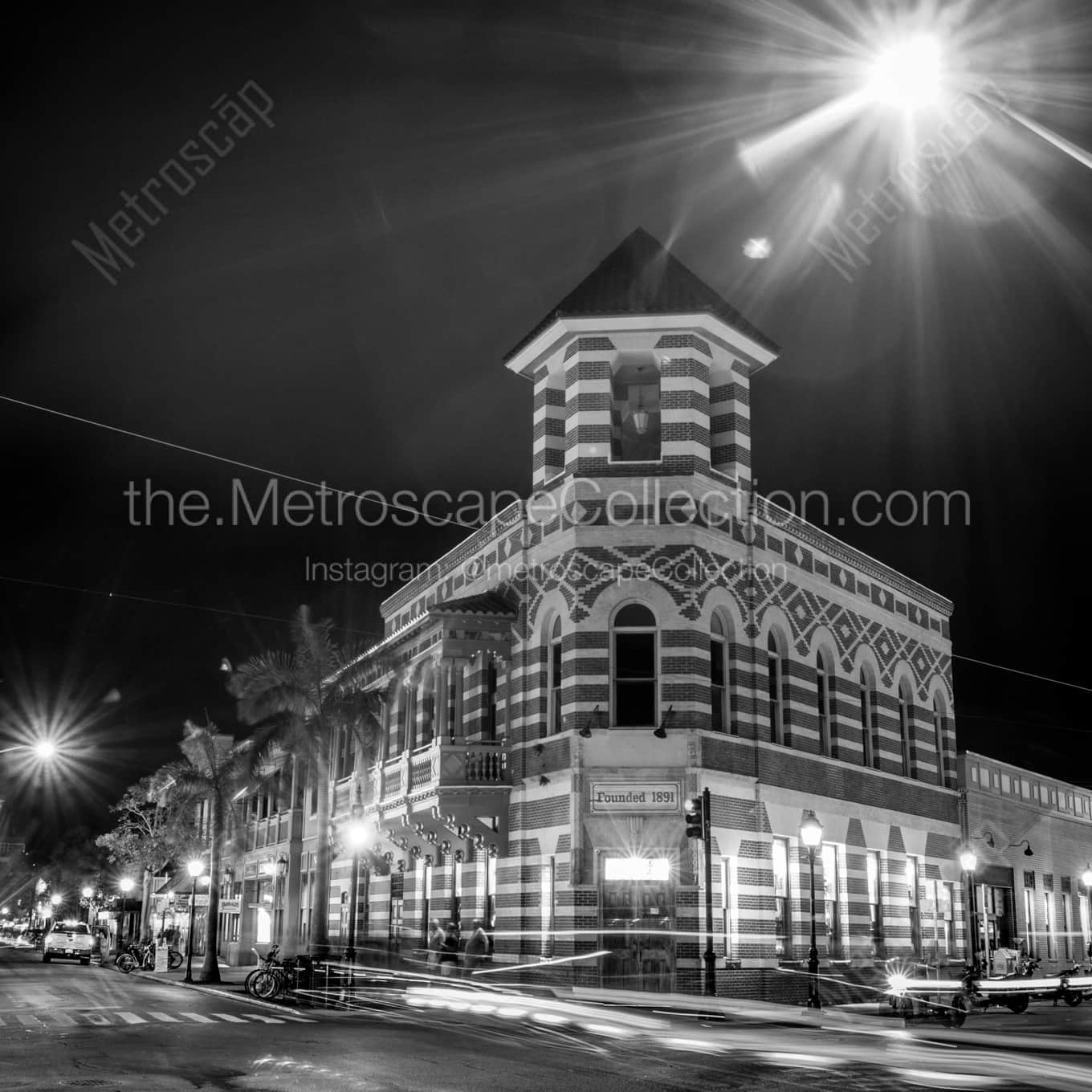 The Founded 1891 Building at Night landscape black and white Photography The Founded 1891 Building at Night landscape black and white Photography square crop