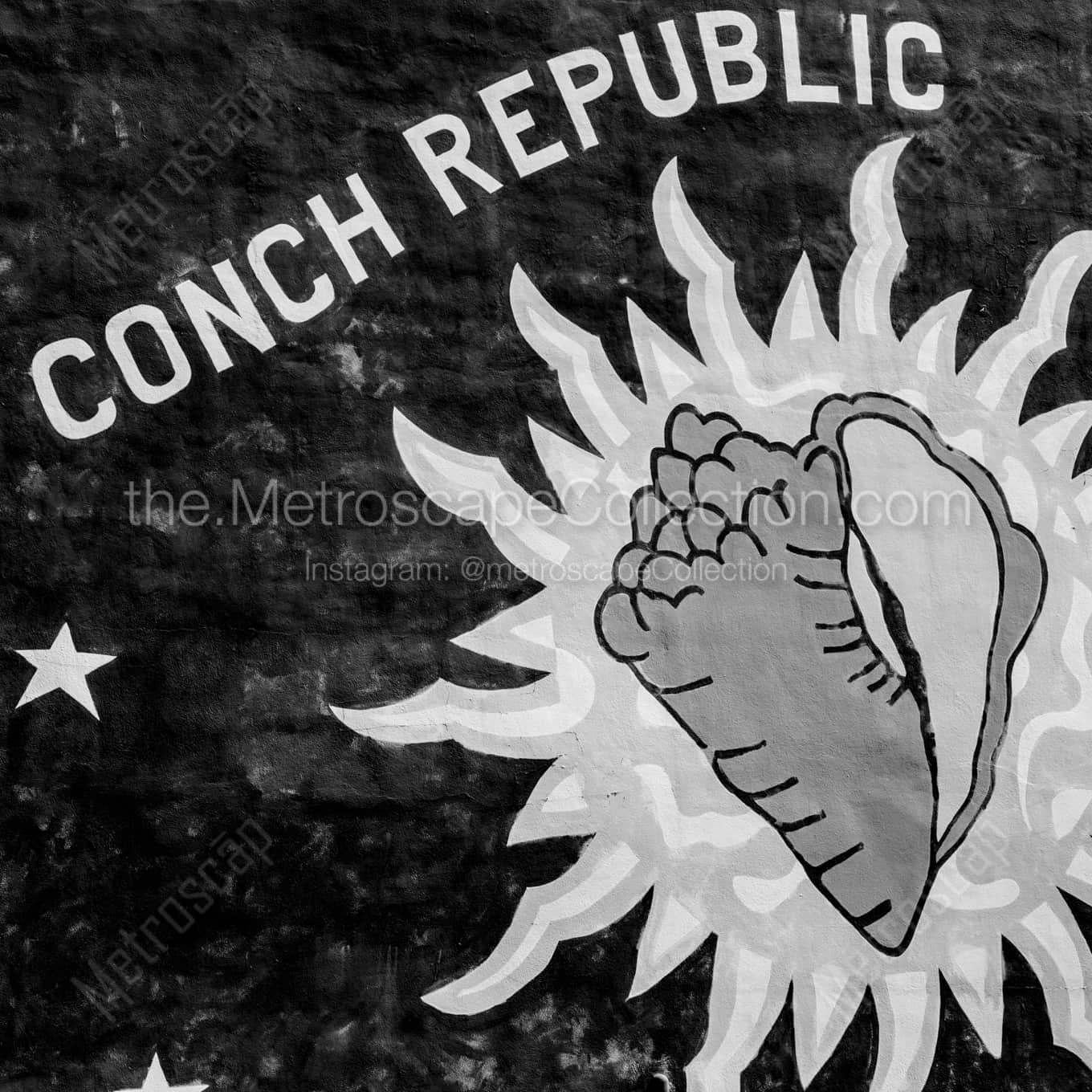 The EYW Conch Republic Mural landscape black and white Photography square crop