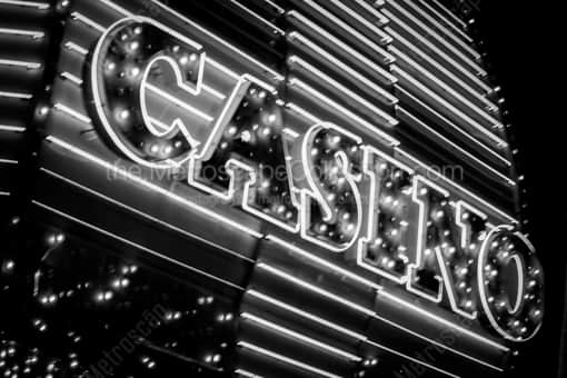 A Casino Sign on Freemont Street -- Las Vegas Black and White Photos