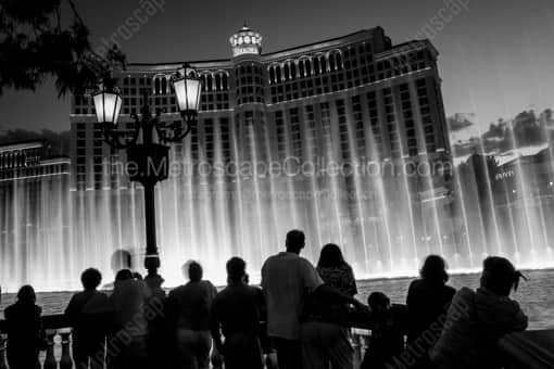 Las Vegas Black and White Photography of The Bellagio Fountains Performance of the song Hoedown The Bellagio Fountains Performance of the song Hoedown -- Las Vegas Black and White Photography