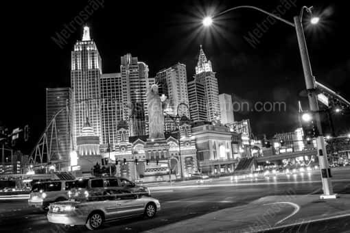 The Las Vegas Boulevard New York Skyline -- Las Vegas Black and White Photos