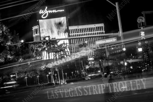 Las Vegas Black and White Photography of A Las Vegas Strip Trolly on Fashion Show Drive A Las Vegas Strip Trolly on Fashion Show Drive -- Las Vegas Black and White Photography