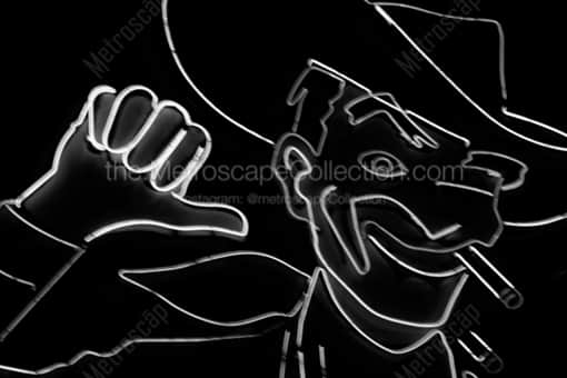 Las Vegas Black and White Photography of The Neon Cowboy Vegas Vic on Freemont Street The Neon Cowboy Vegas Vic on Freemont Street -- Las Vegas Black and White Photography