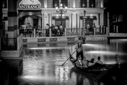 A Gondola Ride on the Venetian Canal -- Las Vegas Black and White Photos