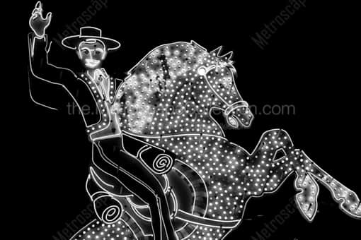 Las Vegas Black and White Photos of The Hacienda Horse and Rider Neon Sign at Fremont and Las Vegas Boulevard The Hacienda Horse and Rider Neon Sign at Fremont and Las Vegas Boulevard -- Las Vegas Black and White Photos