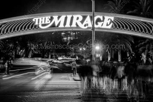 The Mirage Hotel and Casino at Night -- Las Vegas Black and White Photos