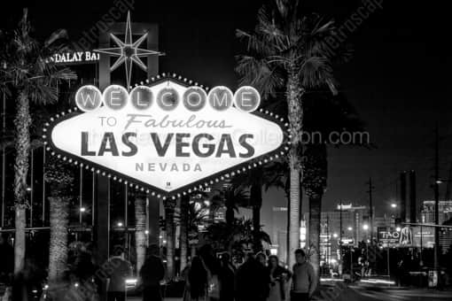 Las Vegas Black and White Photography of Tourists Gathered around the Fabulous Las Vegas Sign Tourists Gathered around the Fabulous Las Vegas Sign -- Las Vegas Black and White Photography