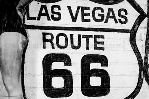 A Las Vegas Route Sixty Six Mural -- Las Vegas Black and White Photos