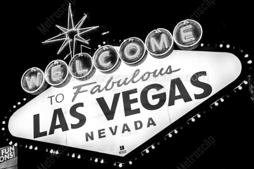 The Las Vegas Sign at Night -- Las Vegas Black and White Photos