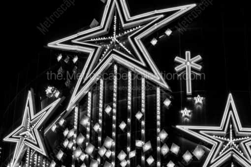 Neon Stars on the Riviera Sign -- Las Vegas Black and White Photos