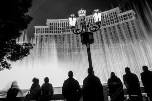 Las Vegas Black and White Photography of The Bellagio Fountains Epic Fountain Show The Bellagio Fountains Epic Fountain Show -- Las Vegas Black and White Photography