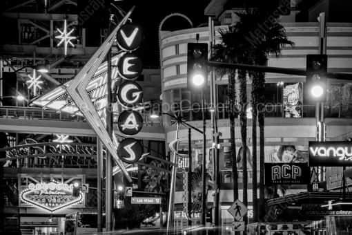 The Fremont East Neon Alley -- Las Vegas Black and White Photos