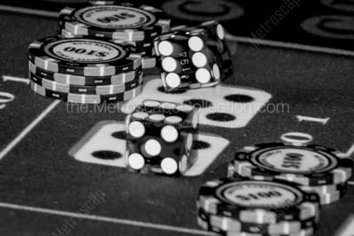 Yo Eleven on the Craps Dice -- Las Vegas Black and White Photos